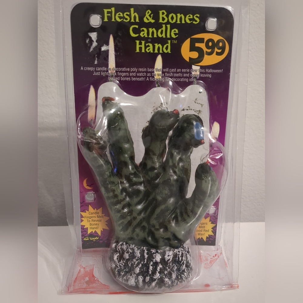 Flesh & Bones Candle Hand Halloween Decor, Open box